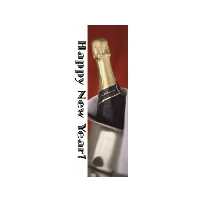 30 x 84 in. Holiday Banner Happy New Years! Champagne