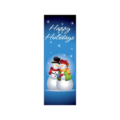 30 x 60 in. Holiday Banner Happy Snow Couple