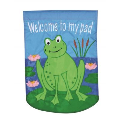 Welcome Froggie Applique House Flag