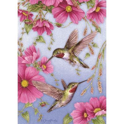 Hummingbirds w/Pink House Flag