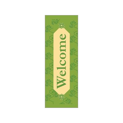 30 x 96 in. Holiday Banner Ivy Welcome Green Fabric