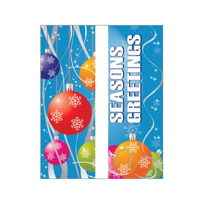30 x 94-96 in. Holiday Banner Colorful Ornaments-Double Sided Design