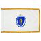 2ft. x 3ft. Massachusetts Flag Fringed for Indoor Display